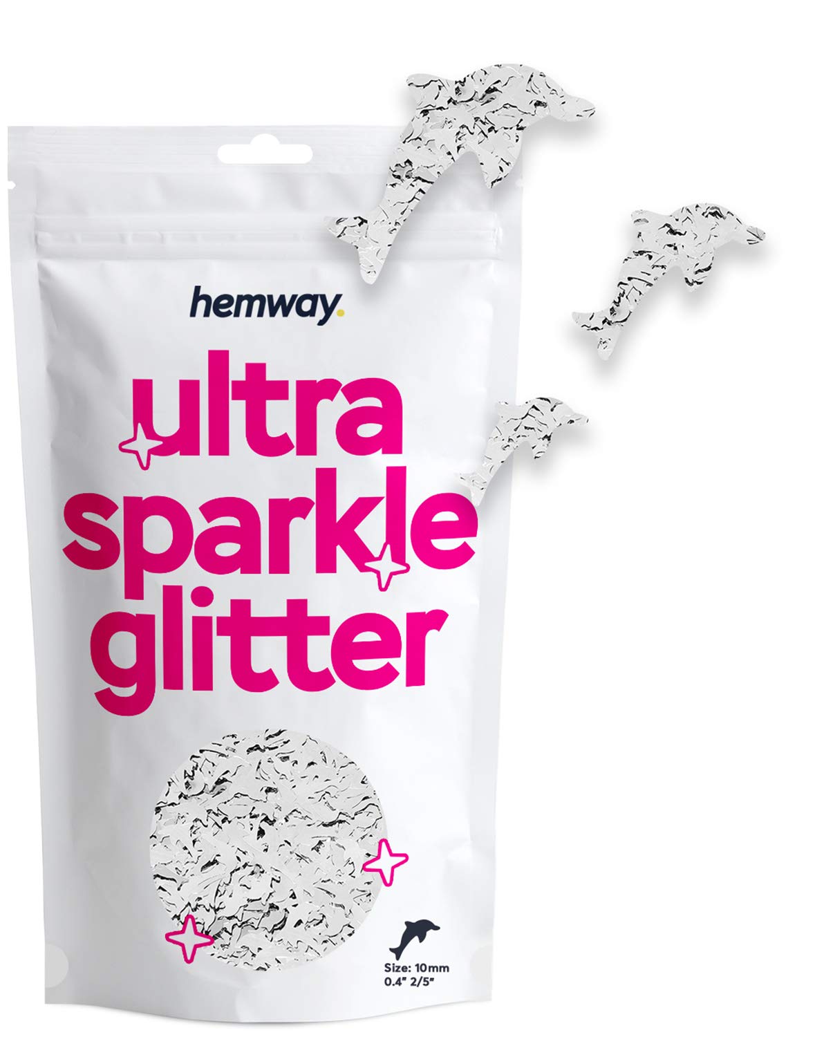 Hemway Ultra Sparkle Glitter Dolphin Shape, 50g, Silver