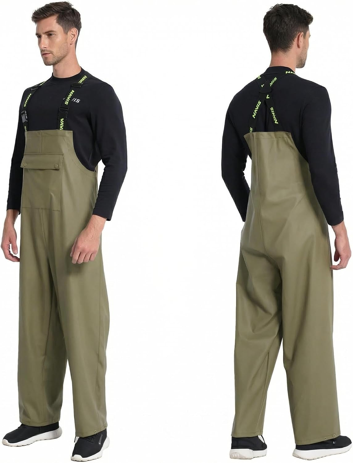 Men's Waterproof Workwear Bib Overalls - Heavy Duty Stretchable Rain Bibs for Fishing & Outdoor Work