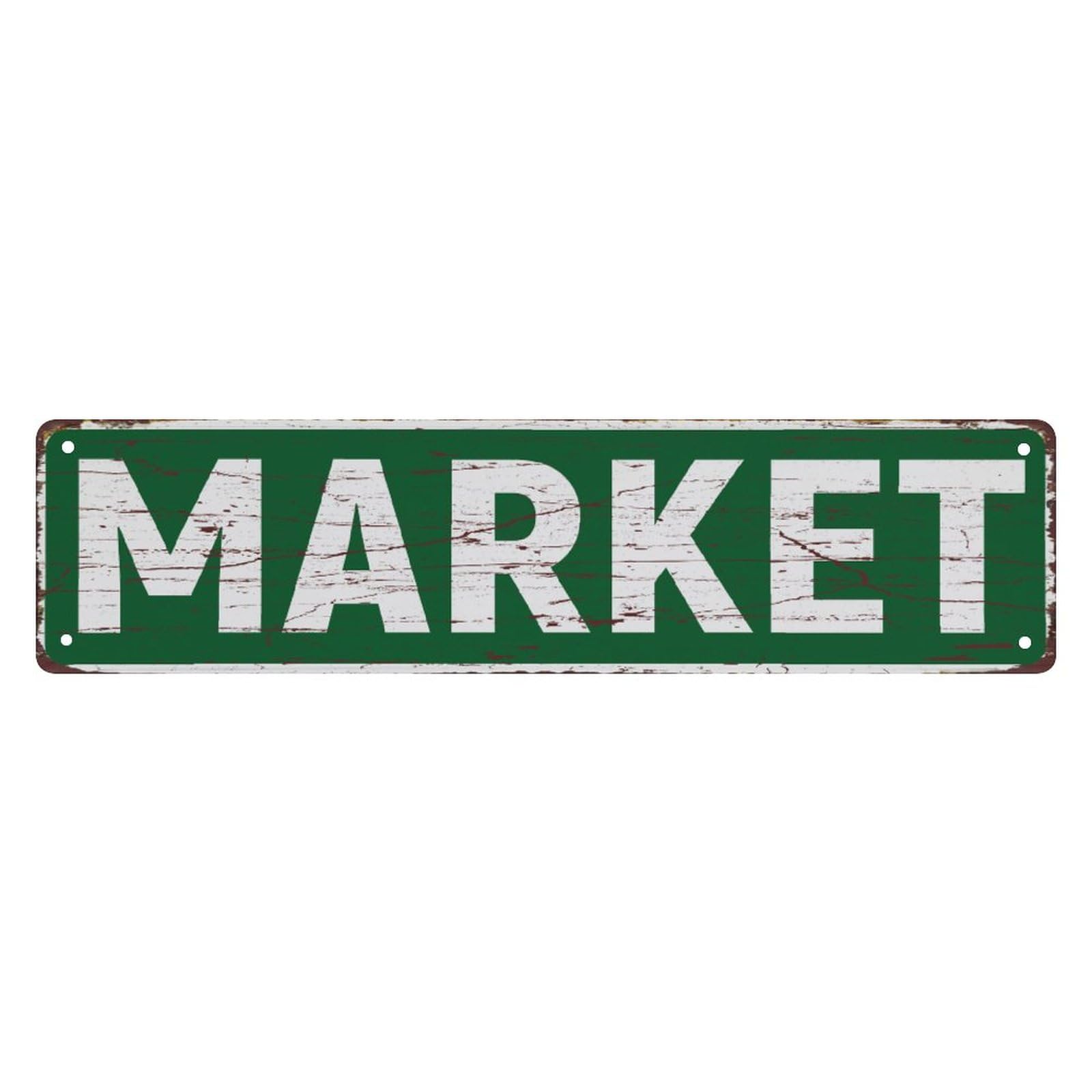 peiyeety Vintage Metal Tin Sign Decorative Wall Art Market Themed Sign, Rustic Style, Durable Waterproof Rustproof, For Home, Business Decor, Store, Easy To Mount, 4x16 Inch