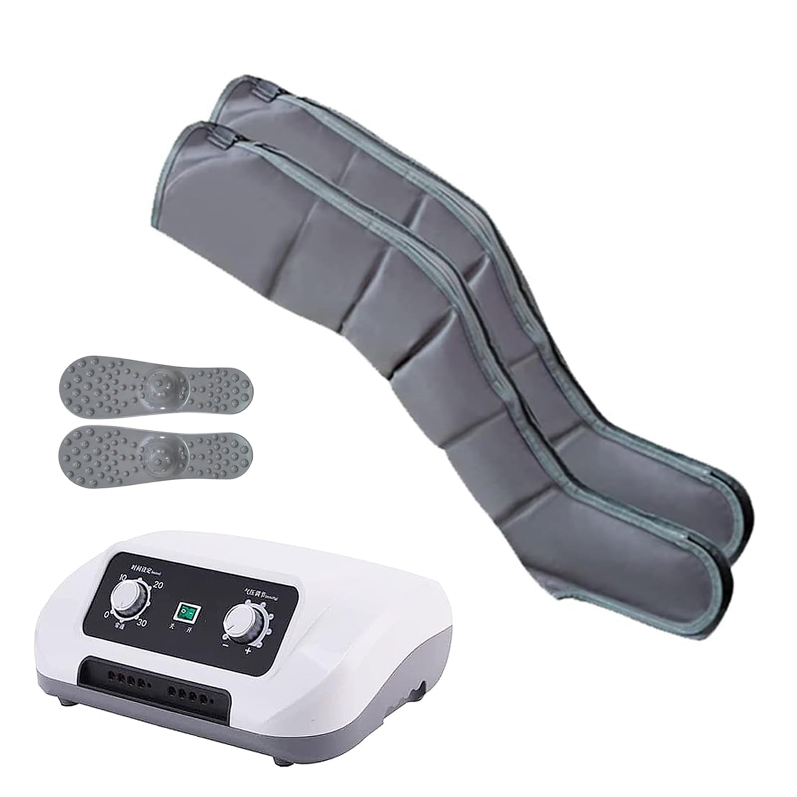 Masajeador de drenaje linfático, sistema de recuperación con botas de compresión de aire de presoterapia de 6 cámaras, 8 niveles de presión y función de temporización, compresión circulatoria par