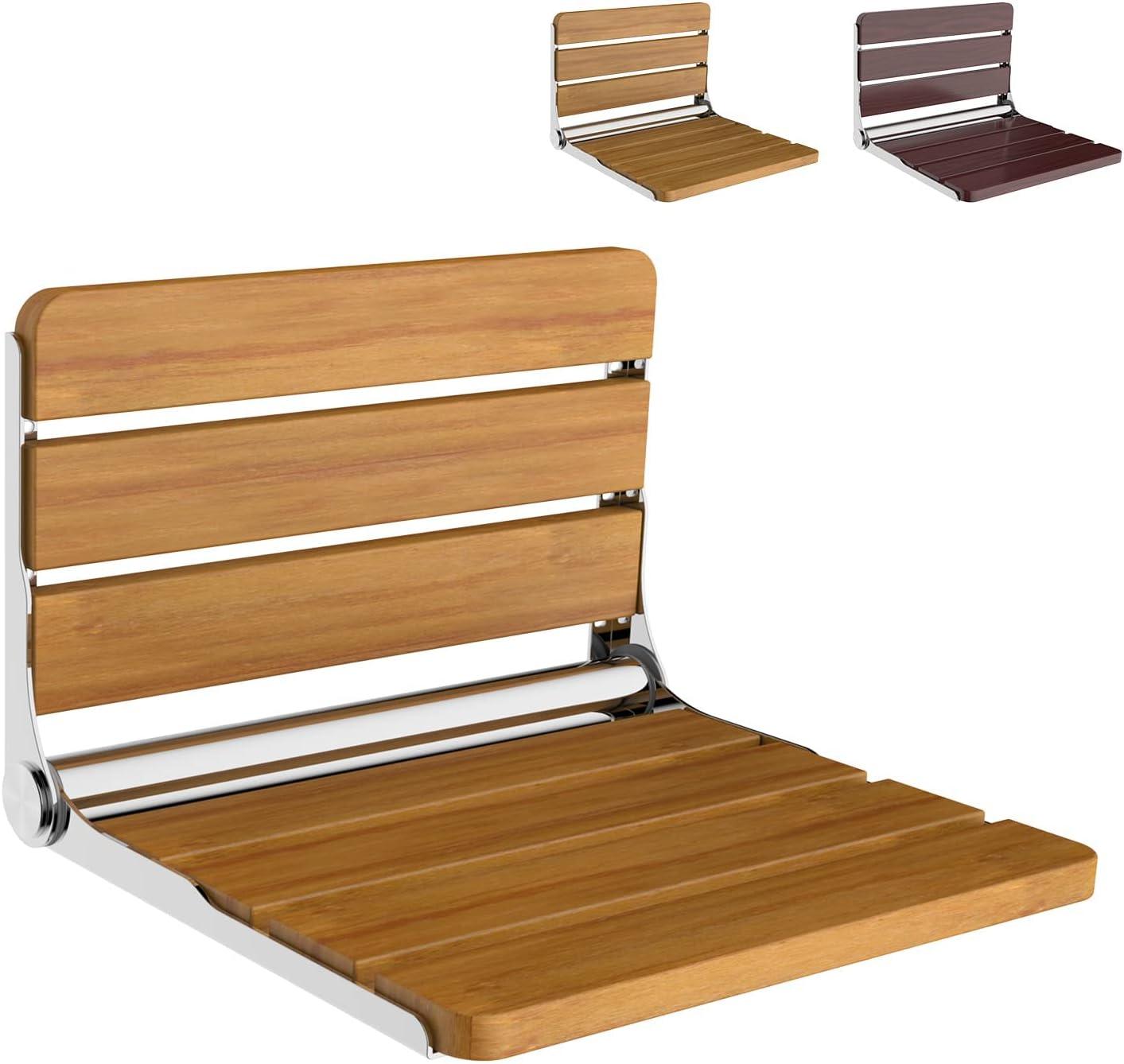 Folding Shower Seat Wall Mounted,Fold Down Shower Seat,Foldable Shower Bench,Home Care Teak Shower Seat Bench for Inside Shower,Folding Shower Seat Bench,Wall Mount Shower Seat Bench Chair