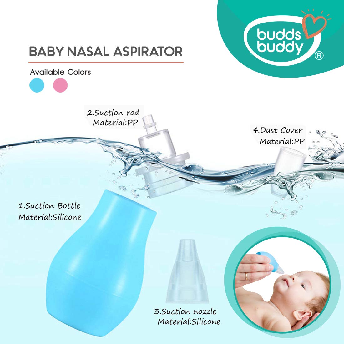 Buddsbuddy Baby Nasal Aspirator 1pc (Blue) 4