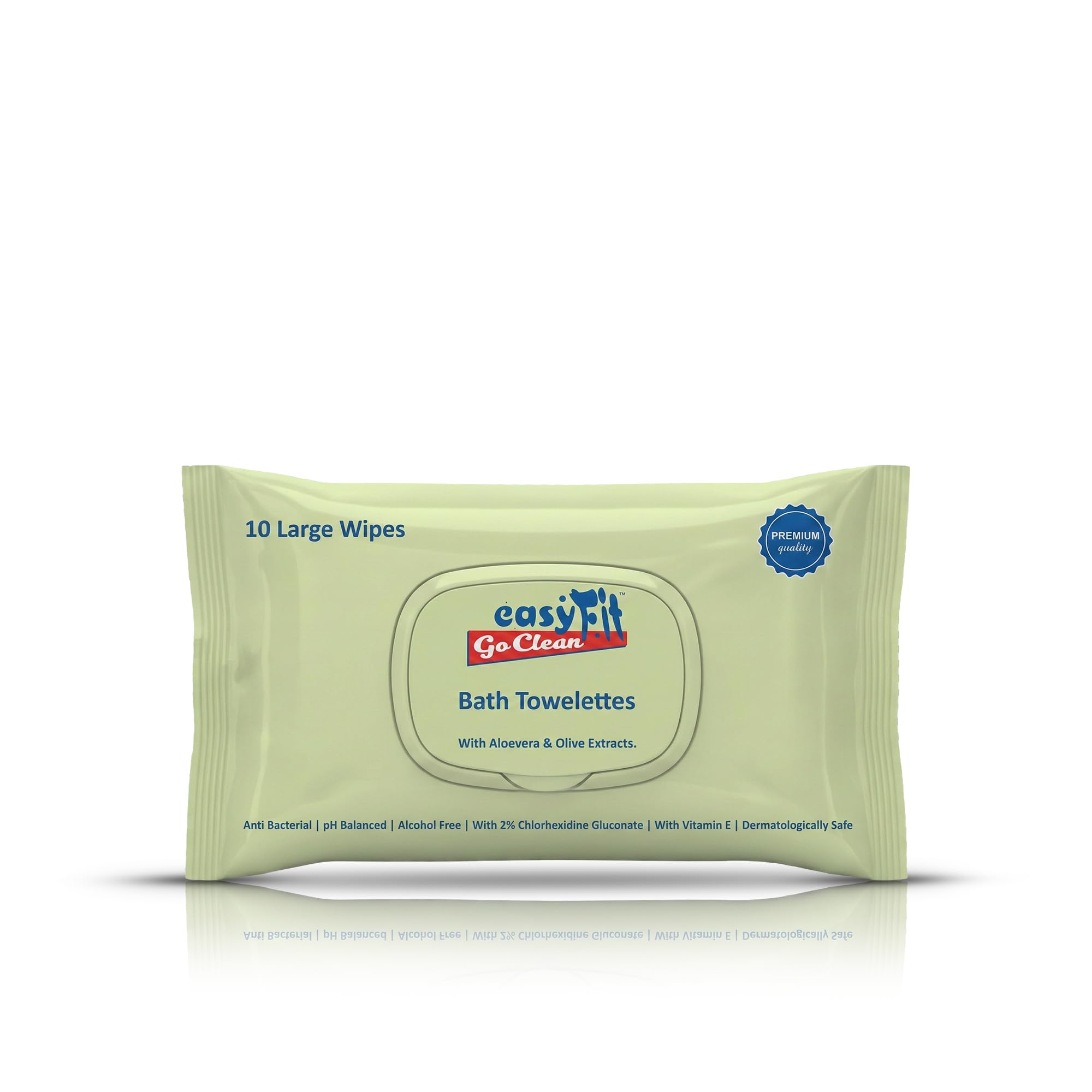 EasyFit Go Clean Bath Towelettes with Aloe Vera & Olive Extracts, Alcohol Free, pH Balanced, Vitamin E, 10 Large Wipes (10, One Size)-image-7