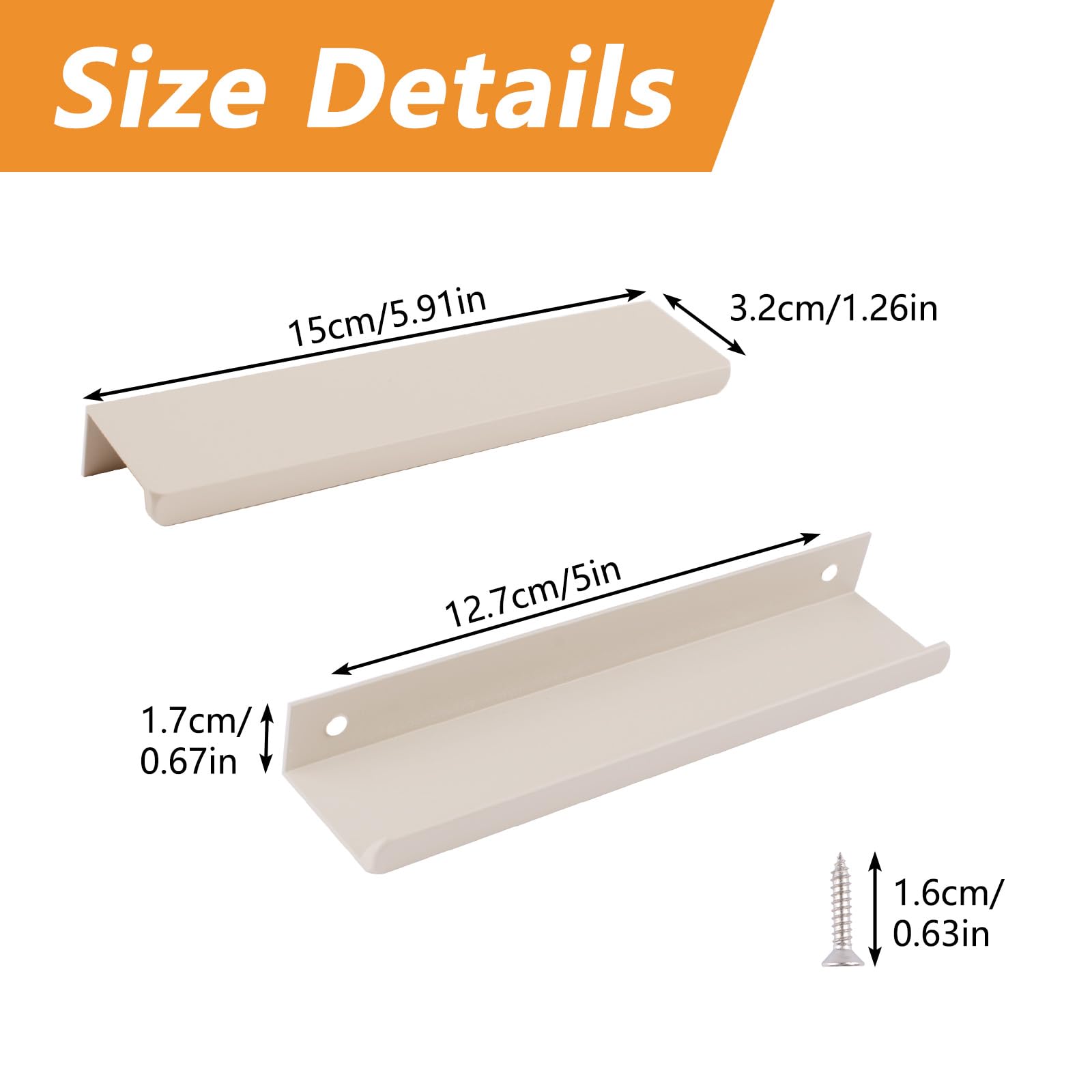 MOROBOR 8 Pcs Cashmere Grey Finger Edge Pull - Image 2