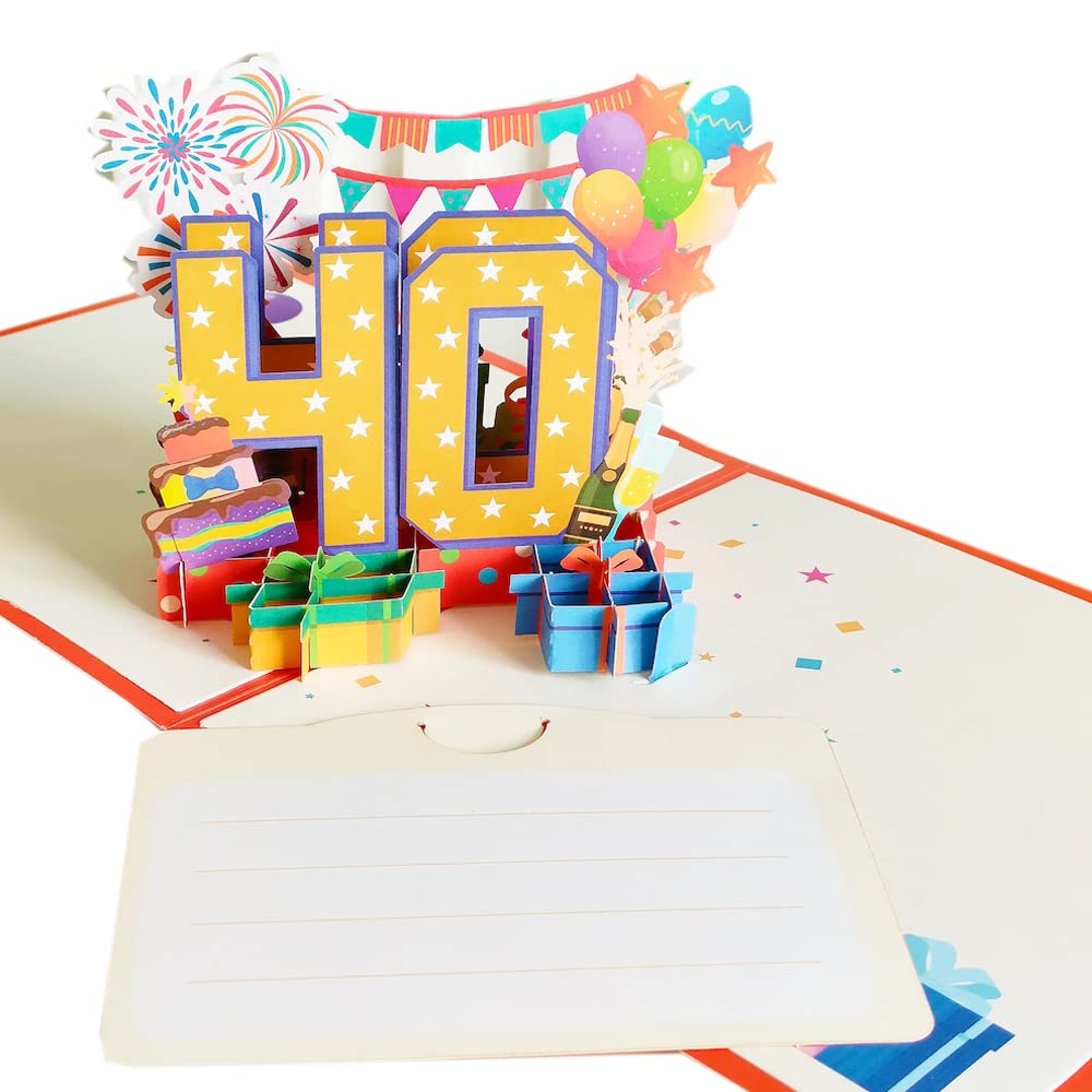 Biglietto Compleanno 3D Pop Up 40 Anni - Con Busta | Per Donna, Amica - Foto 11
