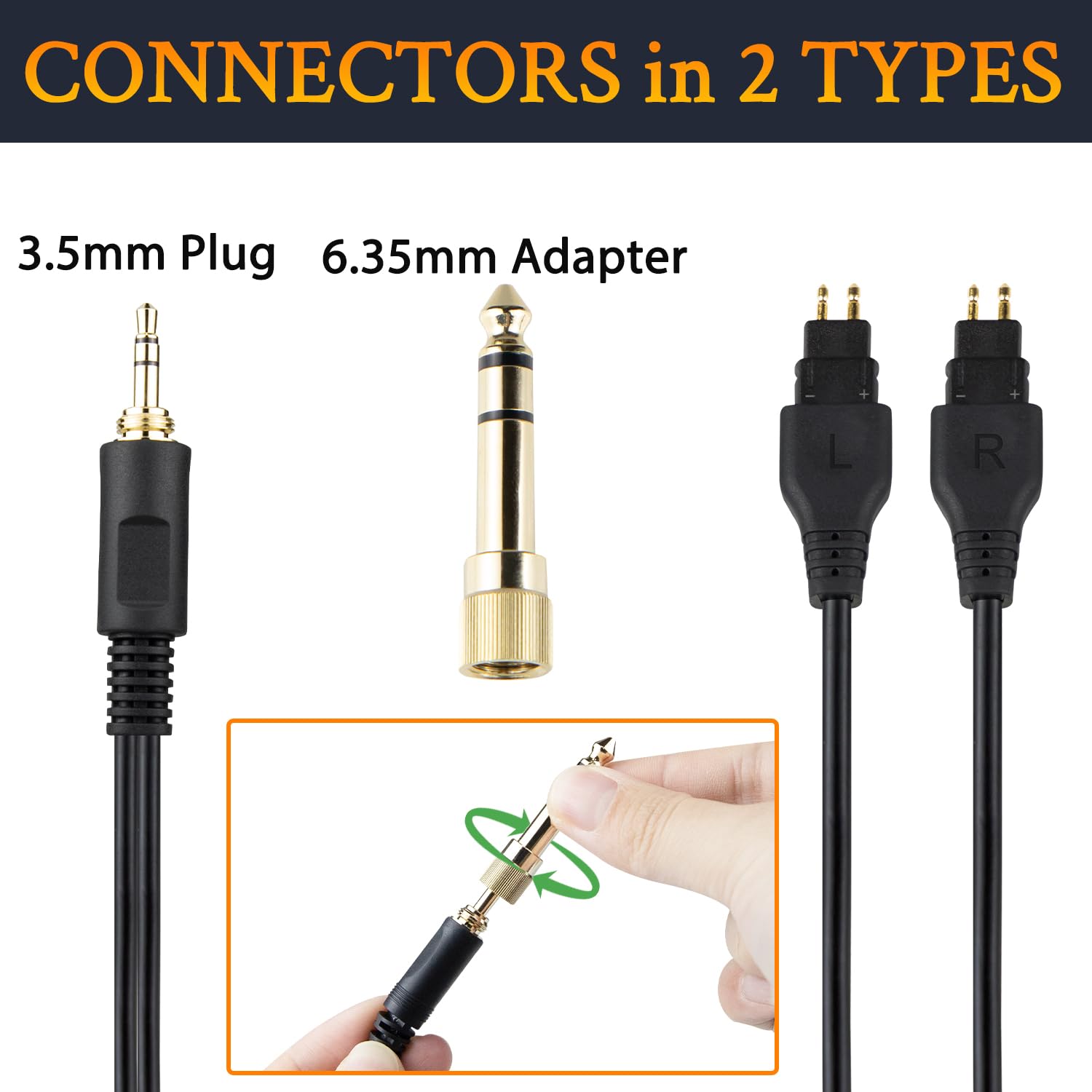SOULWIT Kopfhörer Kabel für Sennheiser HD660S/HD660S2/HD650/HD600/HD580/HD58X/HD565/HD545/HD535/HD525/HD265, Verlängerungskabel (6N OCC-Kupfer) mit 3,5mm Stecker, 6,35mm Adapter–PVC (1,2m/4 ft)