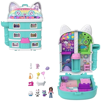 Polly Pocket x Gabby’s Dollhouse Compact Playset with Micro Dolls and Accessories