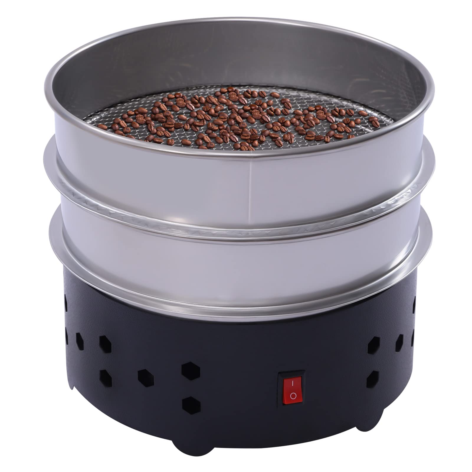 QUSKLISU Coffee Bean Cooler, 1.3lb Electric Coffee Beans Cooling Machine Chaff with 304 Stainless Steel Mesh 110V Double Peanuts Cashews Cooling Tray Radiator for Home Coffee Use