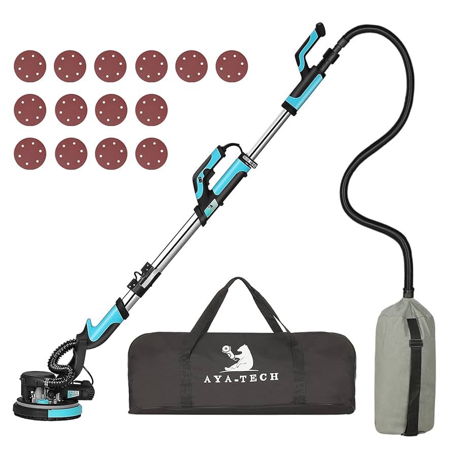 Spick & Span - aya Drywall Sander, Pole Electric Drywall Sander with Vacuum
