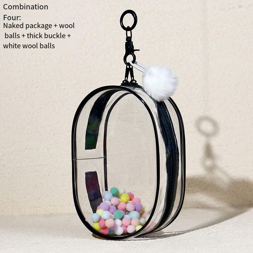 DLAYLQZG Boîte De Protection For Labubu - Coffret D'Exposition PVC Transparent Anti-Poussière Pour Peluches & Jouets | Sac De Rangement Suspendu Avec Fermeture Oreilles Pinch (Assis