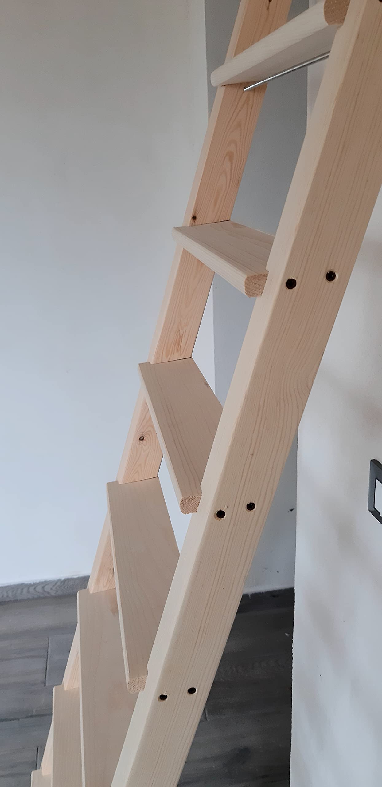 Escalier en bois pour mezzanine lit superposé grenier (hauteur 275 cm, largeur 35 cm)