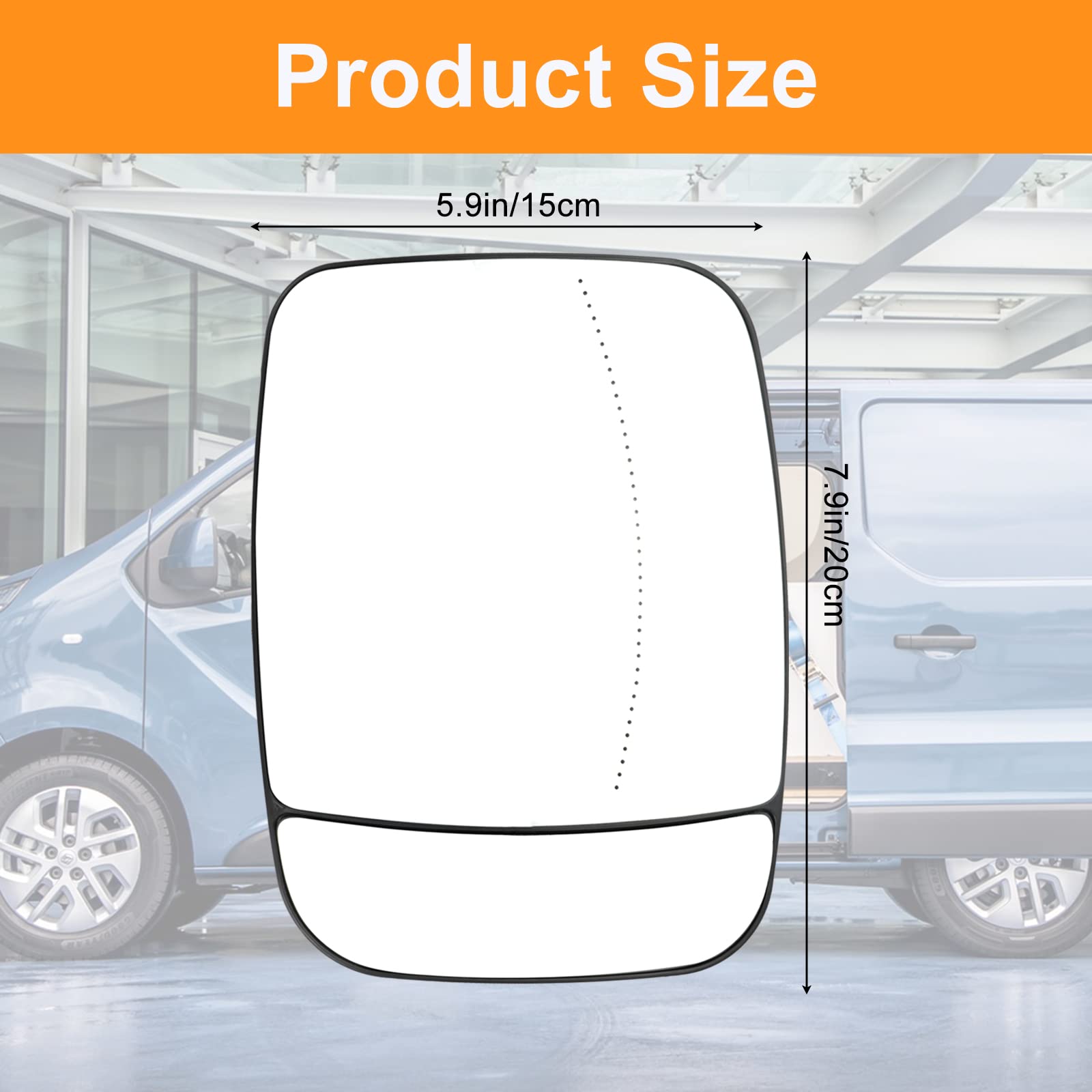 Cristal de Espejo Reemplazar para Renault Trafic 2014-2019 / NV300 2016-2019 / Vivaro B 2014-2019 / Talento 2016-2019, Retrovisor Exterior Ajustable Adecuado, Lente de Marcha Atrá (Derecha)