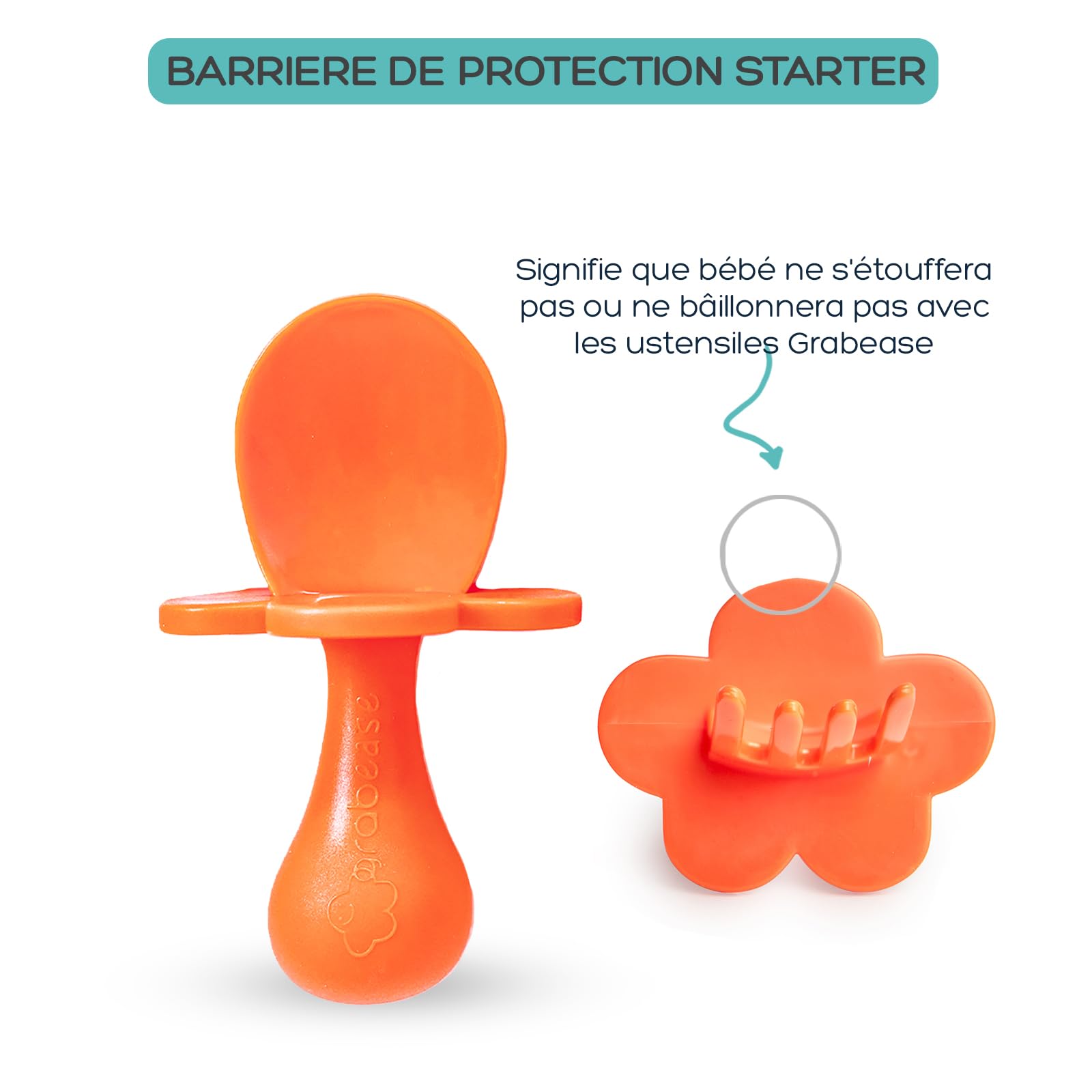 Grabease Argenterie pour tout-petit Cuillères et fourchettes pour bébé Argenterie pour bébé et cuillères, sans BPA et sans phtalate pour bébé et tout-petit, 1 ensemble, Orange