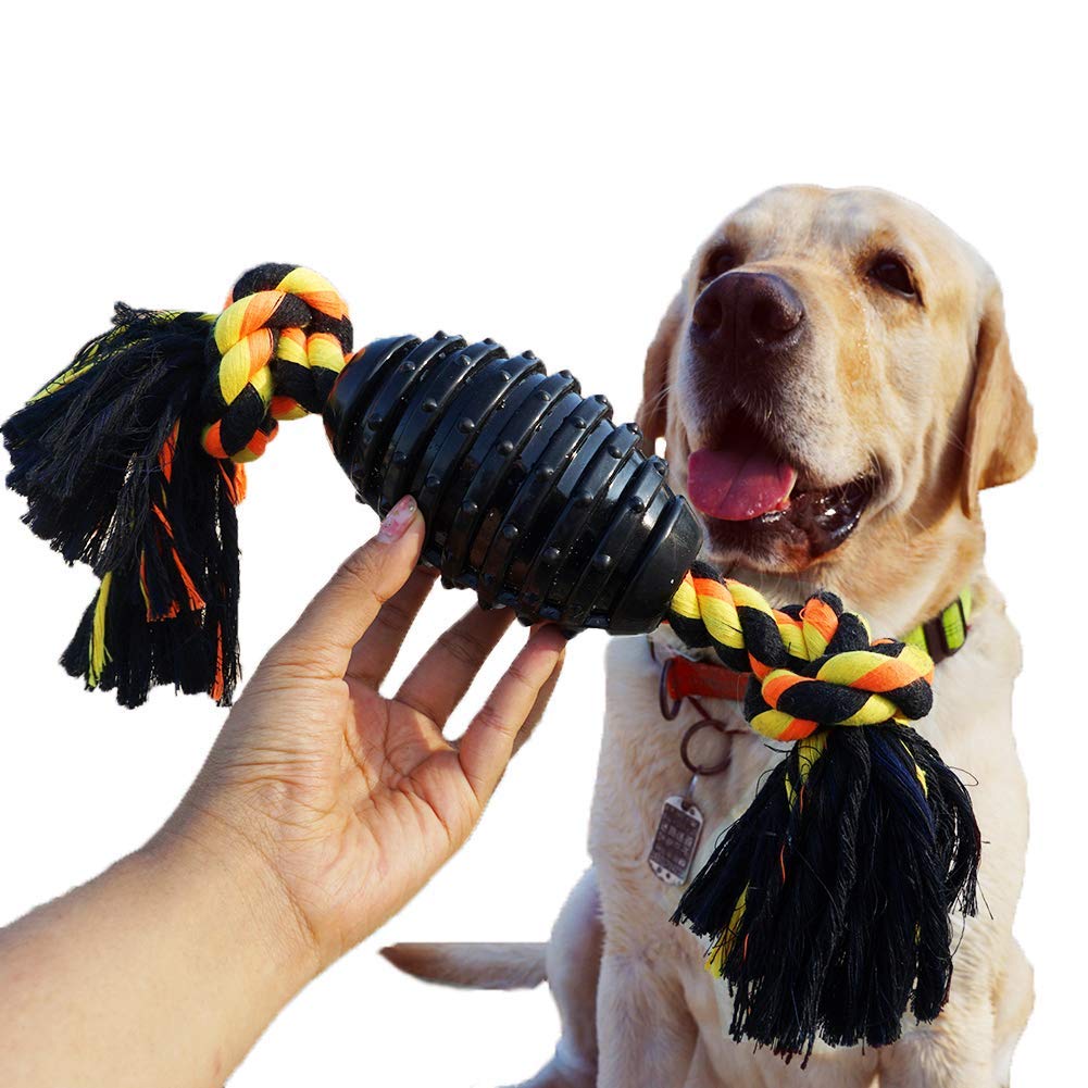 atopo Durable Dog Chew Toys Strong Rubber Chew Toy with Rope Interactive Pet Toys Puppy Teething Toy for Aggressive Chewers Big Medium and Large Dogs