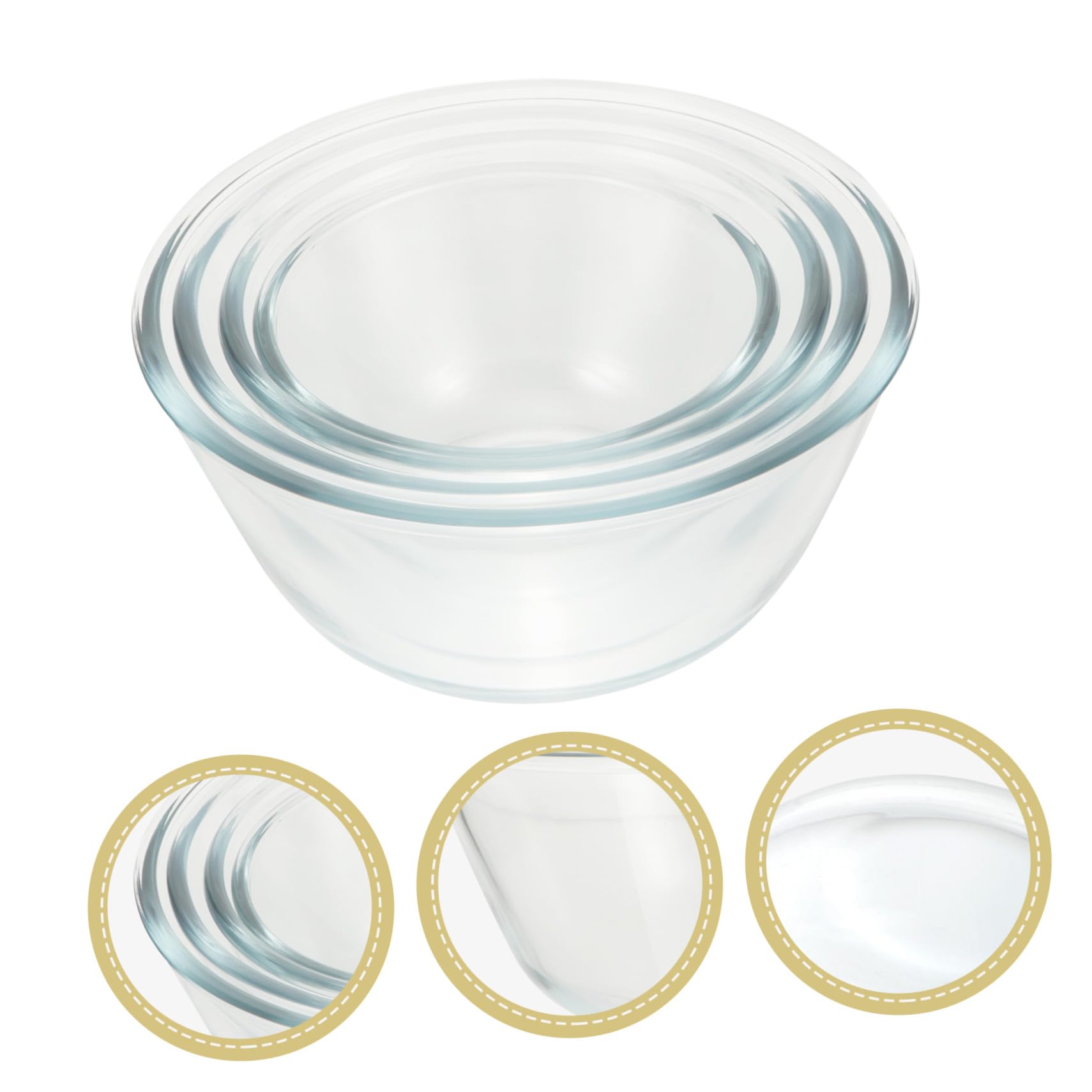 VALICLUD Transparente Salatschüsseln aus Hitze und Kältebeständigem Glas Glas Schüssel 4 Stück Verschiedene Größen bis 1600ml für Küche und Esszimmer