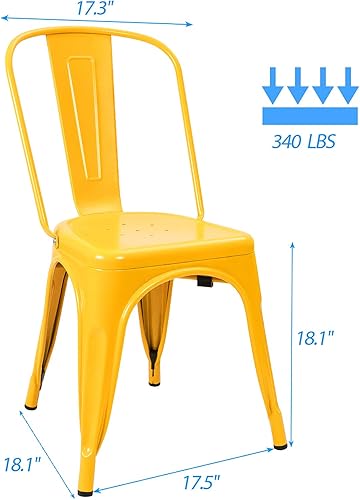 Vista 16 de Devoko - Sillas de metal para interiores y exteriores, estilo antiguo, sillas de comedor de cocina, sillas laterales apilables con respaldo, juego