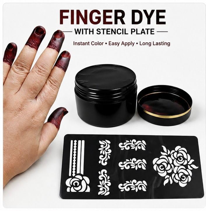 Instant Mehendi Dip for Hands - Maroon Natural Henna Paste | Perfect for Weddings, Festivals & Special Occasions | Chemical Free, Safe for All Skin (100g)