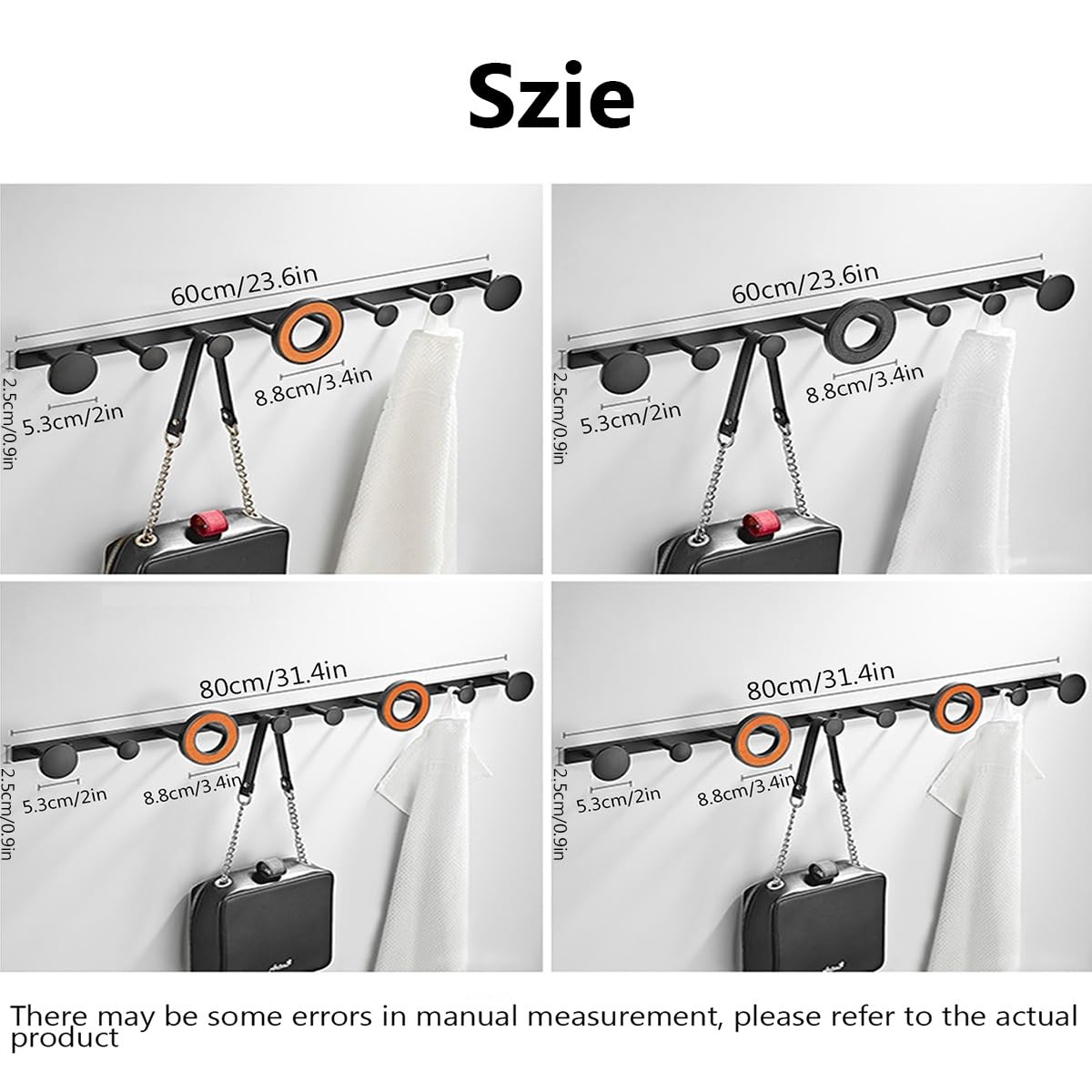 7/8-Haken Aus Aluminiumlegierung, Wandgarderobe Aus Aluminiumlegierung, Kreativer Ring Garderobenhaken, Einfacher Und Stilvoller Wandhaken, Geeignet Für Den Eingangsbereich, Hinter Der Tür(Orange,80cm