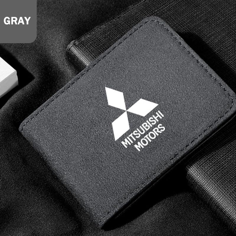 Leather Car Document Holder for Mitsubishi Mirage, Blocking ID Card Organizer, Driver License Wallet, Driver License Holder Leather, Auto Card Wallet, Car Accessories,Grey2