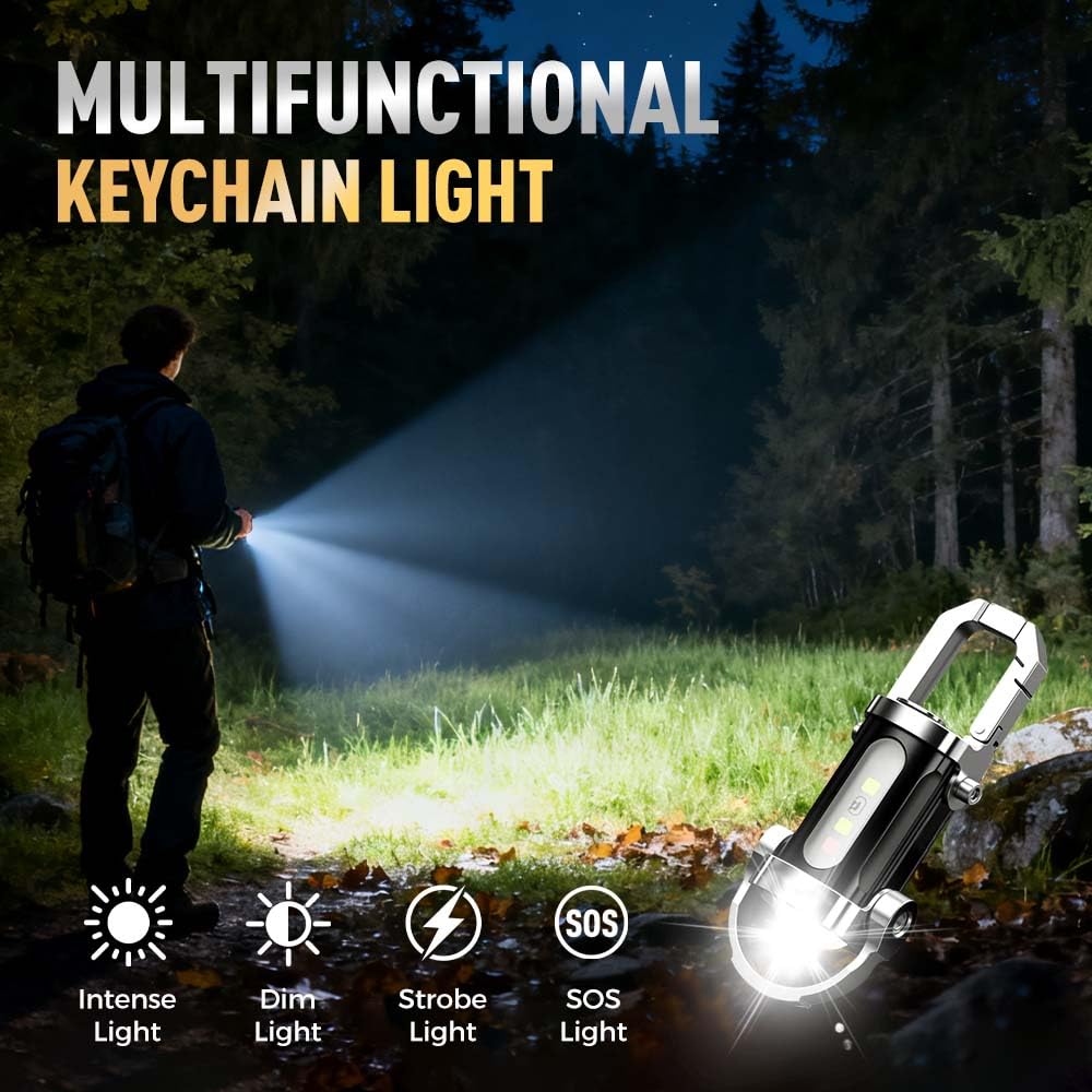 Bright Light]Keychain Flashlight Waterproof Light Mini Flashlight Rechargeable Multi Function Keychain Light For Hiking Campingg Nighttime Use 钥匙扣手电筒 I.1016280169
