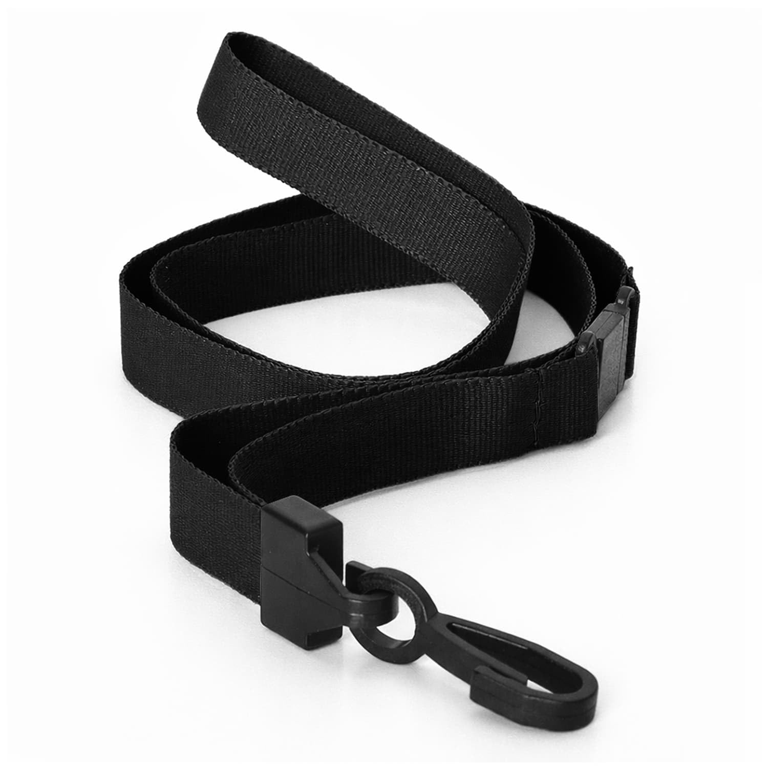Pack of 100 Black Lanyards 15mm Flat Rpet Recycled Polyester with Plastic Clip By LanyardsTomorrow, Safety Breakaway ID Badge Holder Eco Neck Straps
