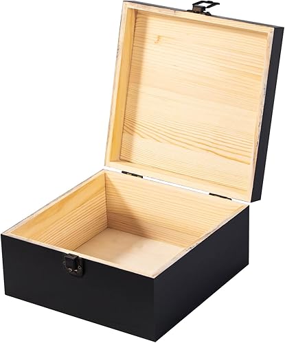 Miniatura 25 de Maleta de madera vintage, 13.8 x 9.8 x 3.9 pulgadas, caja de almacenamiento de madera grande con asa, tapa con bisagras y cierre frontal, cajas de