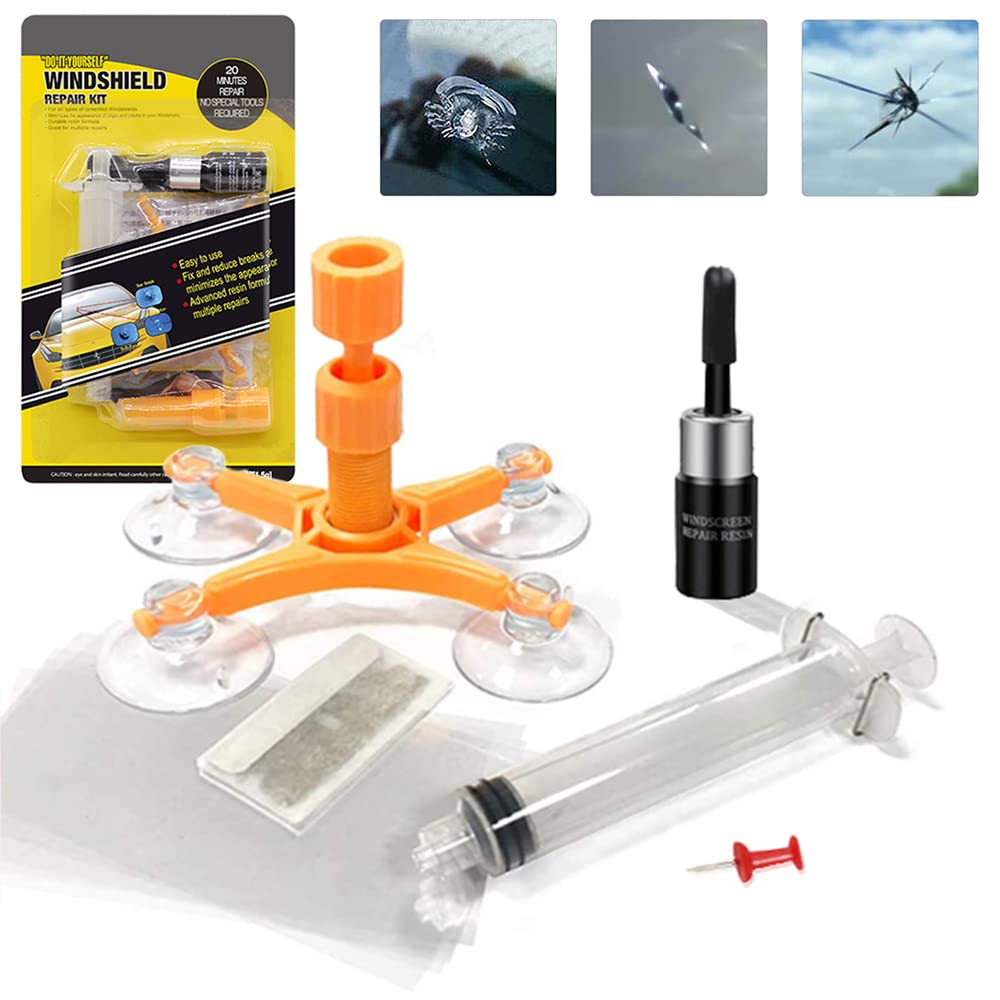 Windshield Repair Kit For Chips & Cracks - 2 Bottle Resin Kit With Pressure Syringe