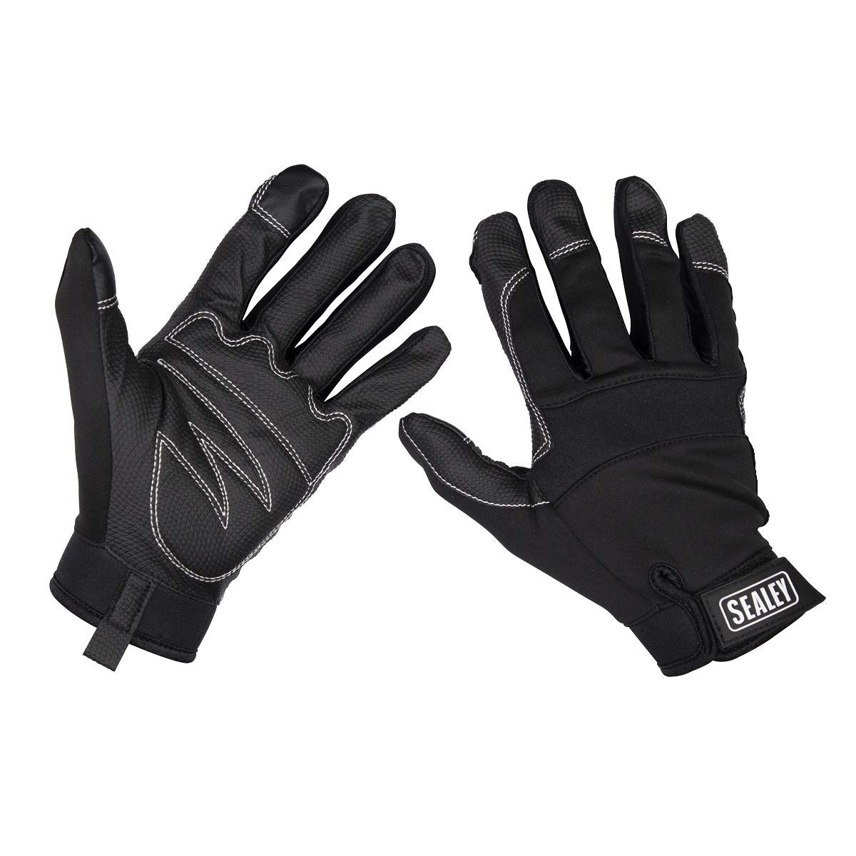 Sealey MG798L Light Palm Tactouch Mechanic's Gloves, Black, Large