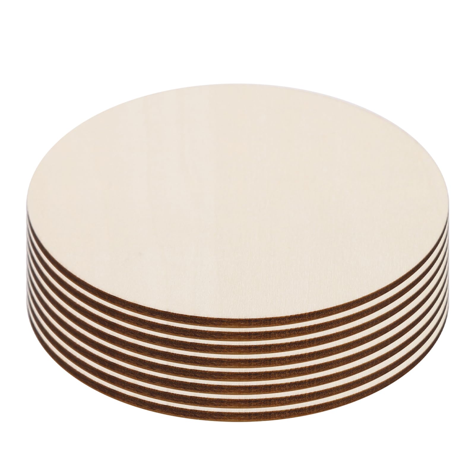 8pcs Round 20cm Natural Slices Wooden Unfinished Wood Pieces Shape Blank Wood Circle Cutouts Coaster for Crafts Painting Coasters Pyrography Art, Staining Burning, Christmas Decoration DIY