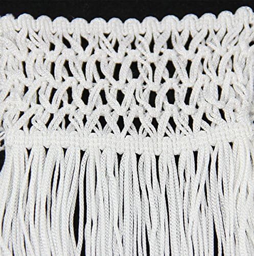 Craft Black and White Fringe Tassel Trimming Braided Polyester Lace Trim Sew on Applique for Clothes Curtain Latin Dress Samba 5yard/ T1322 (White)