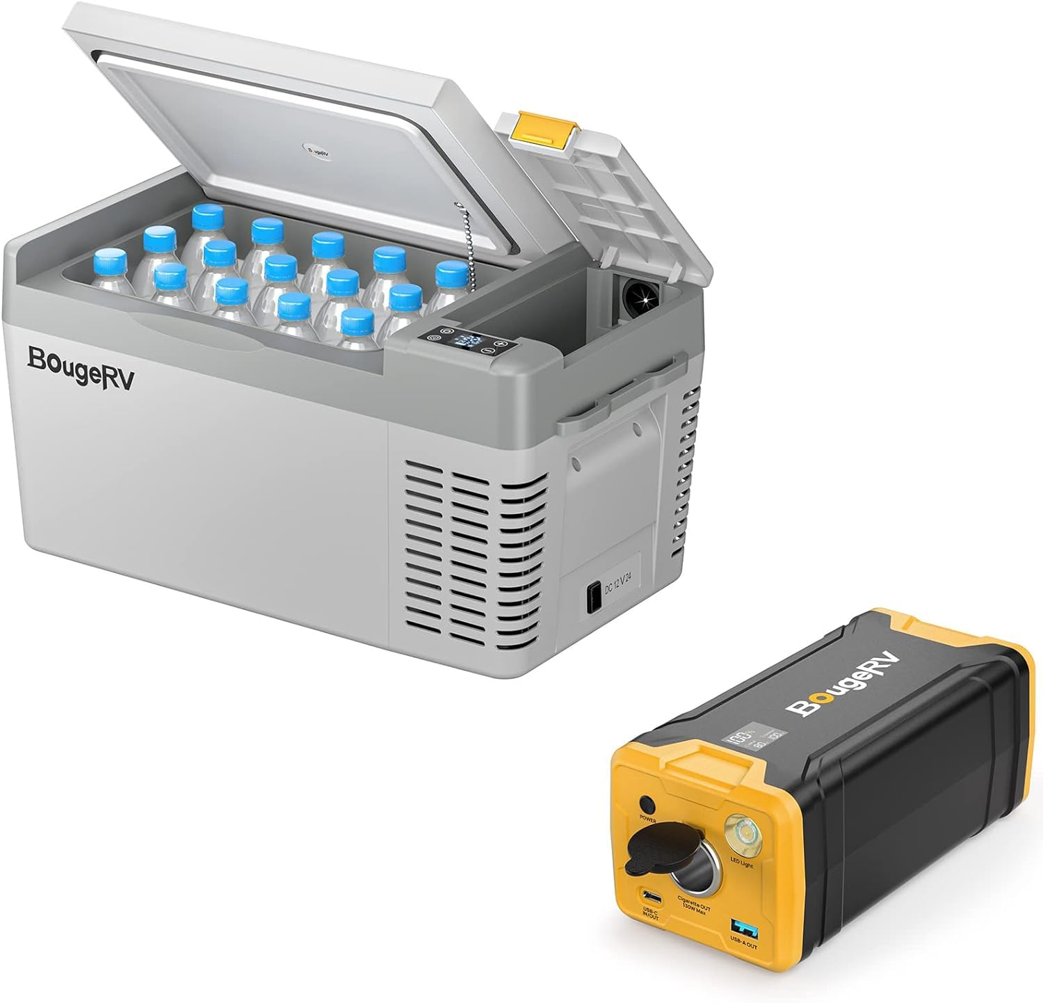 BougeRV CRPRO 20L 12V/24V nevera de coche (gris) y 220 Wh estación de energía portátil para CRPRO nevera portátil