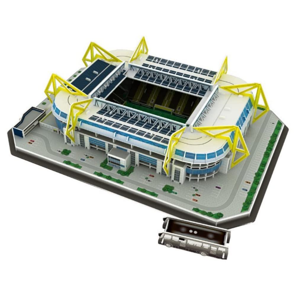 Classic Football Stadium Puzzle,3D Puzzle Soccer Club Venues,3D Paper Model Building Puzzle Kit, Soccer Stadium Souvenir Gift,Handmade Puzzle Ornaments，Cardboard Model (Signal Iduna Park)