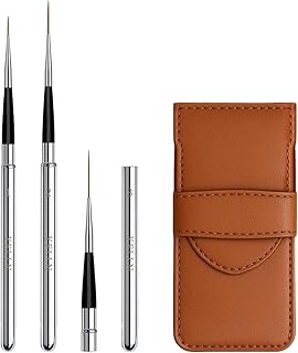 Travel Watercolor Brushes, Nail Art Liner Brushes with Protective Case Handle, Perfect for Watercolor Acrylics Gouache Ink Long Lines, Thin Details, Fine Drawing Sizes(3pcs)