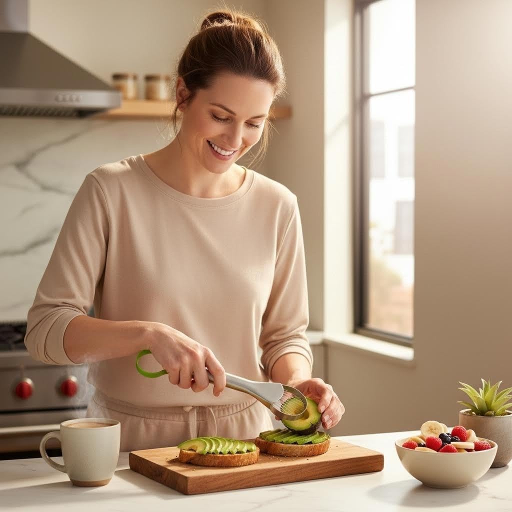 2-in-1 Avocado Slicer, Pitter & Scoop Tool, Stainless Steel SlicerAvocado Cutte, Dishwasher Safe - Kitchen Gadget for Avocado, Kiwi, Mango