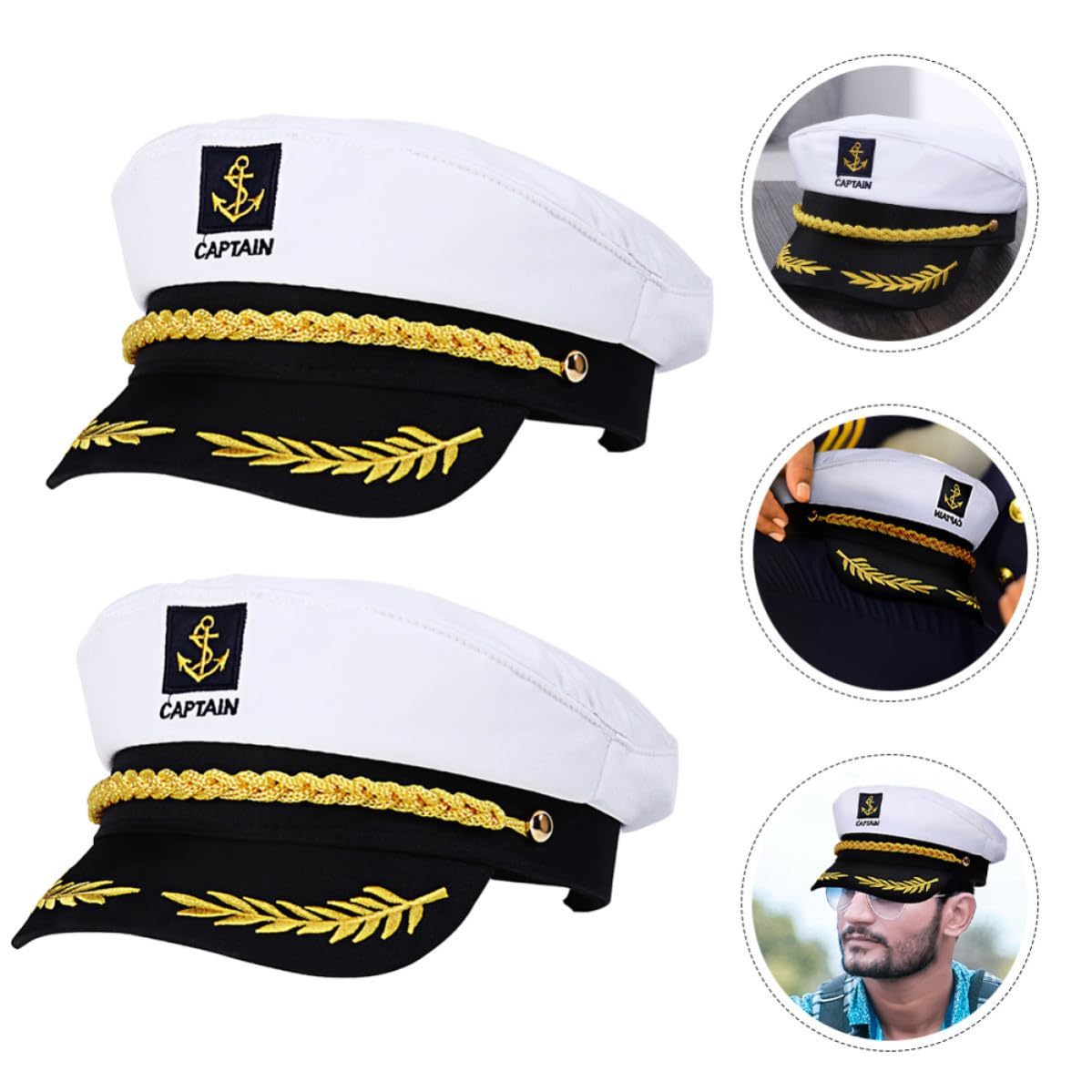 NOLITOY Sombreros de Capitán de Cosplay Fáciles de Combinar de Algodón y Plástico 20 Piezas Blancos para Fiestas de Disfraces y Juegos de Rol