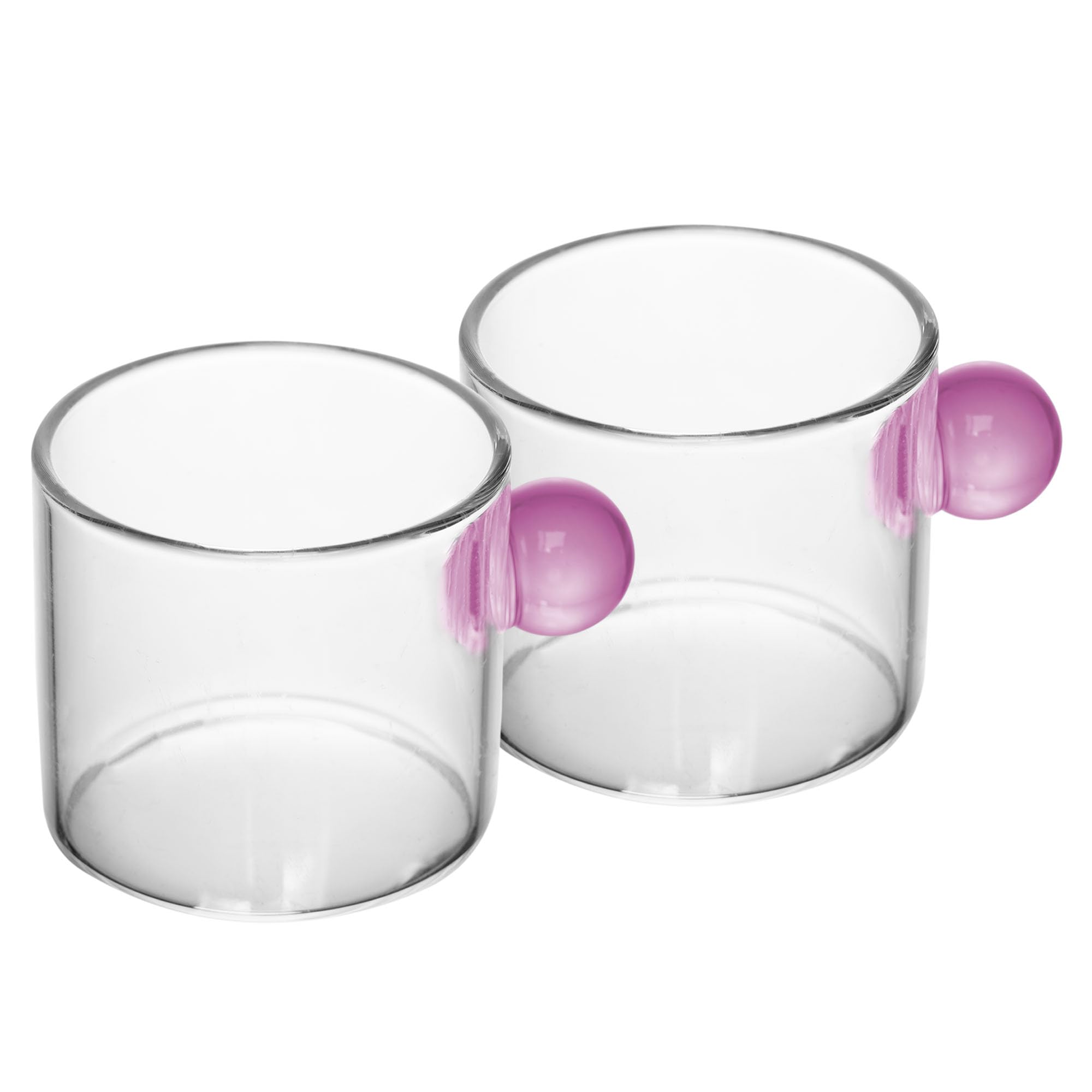 WOLFF - Conjunto 2 Xícara de Café com Alça Esfera Rosa 95ml Vidro Borossilicato