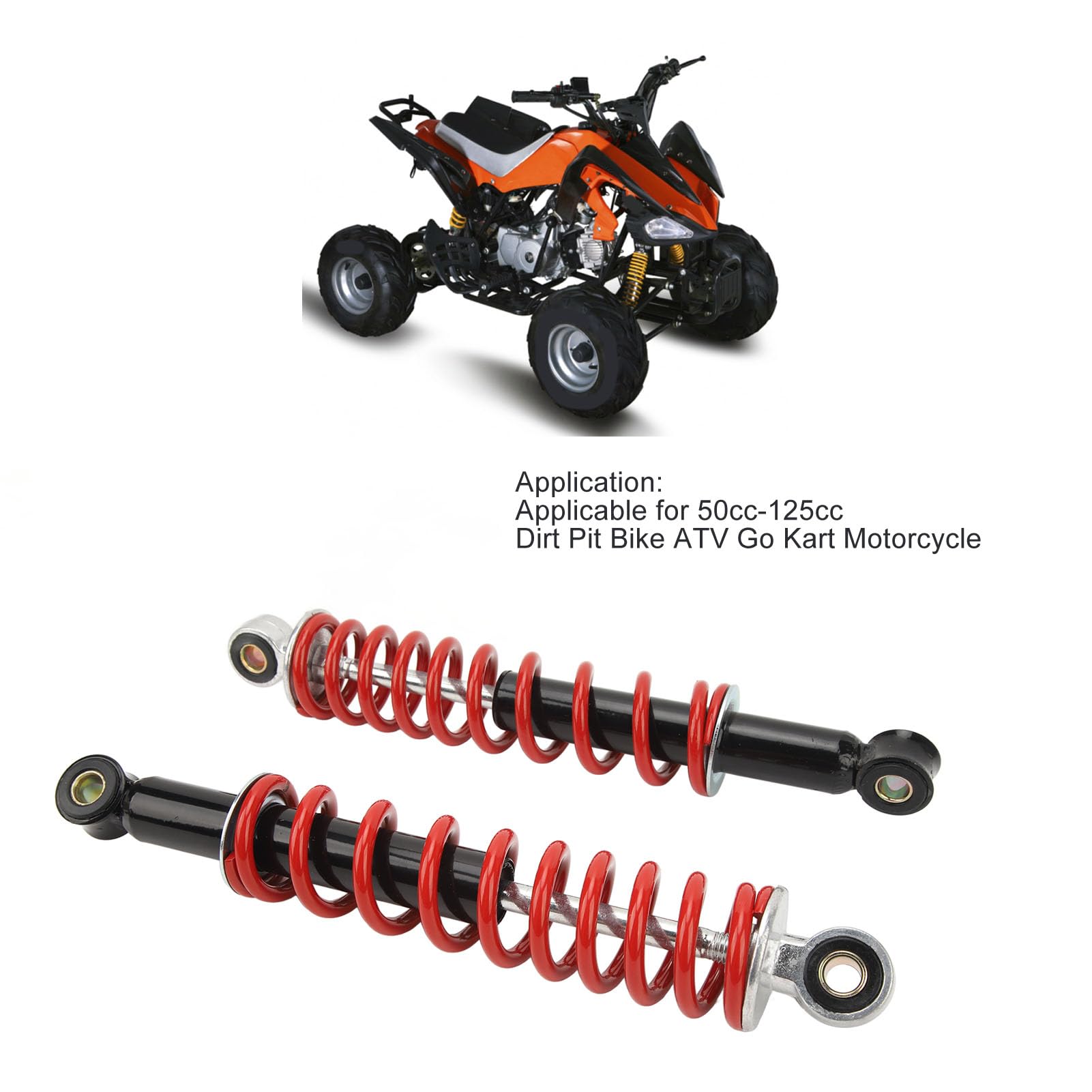 Amortiguador de Motocicleta de 2 Uds, 270mm 10mm Agujero Suspensión de Amortiguación, Amortiguador de Resorte para Dirt Pit Bike ATV Go Kart de 50cc a 125cc