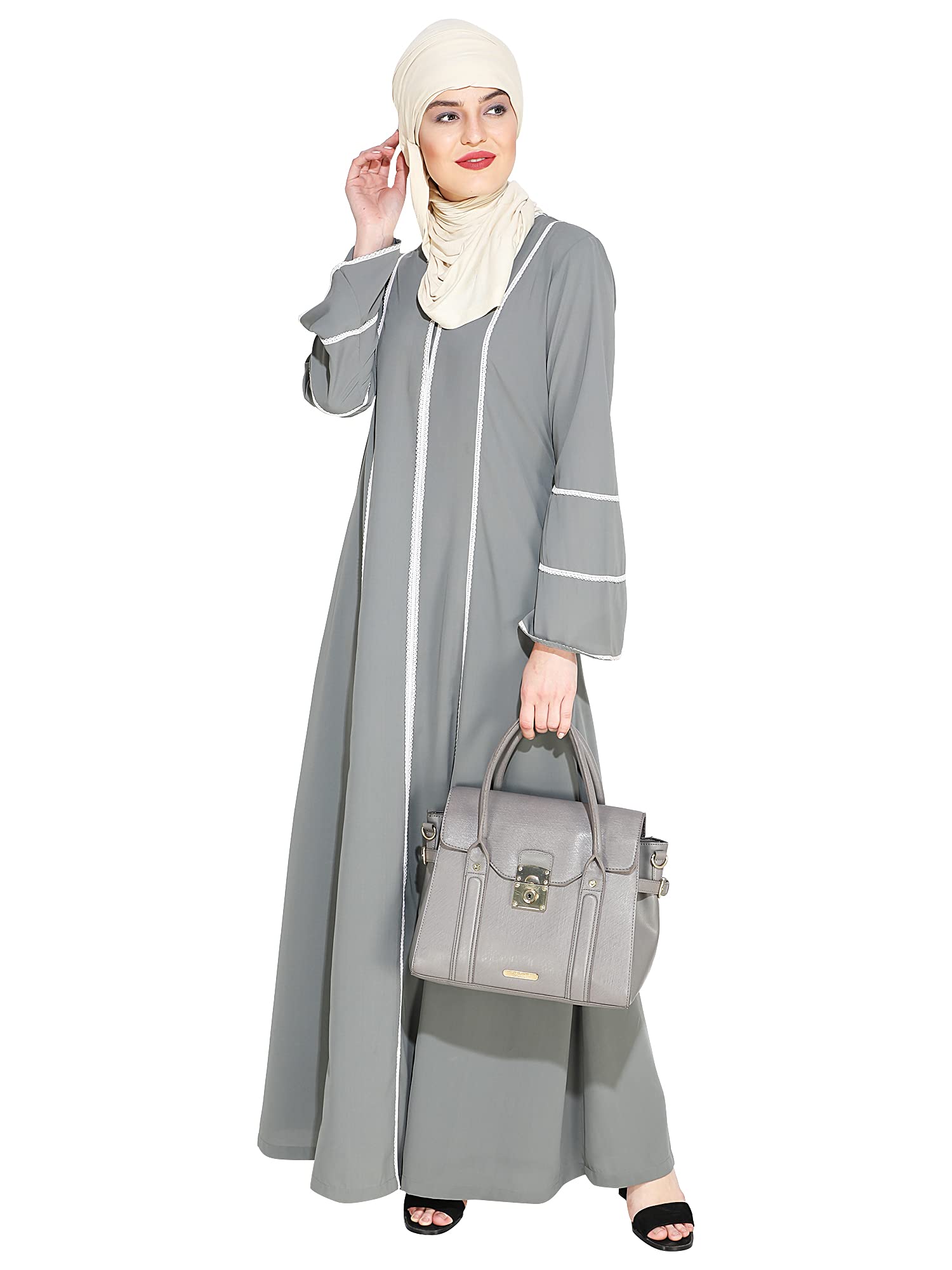 MODESTLY Snazzy Lace Grey Abaya