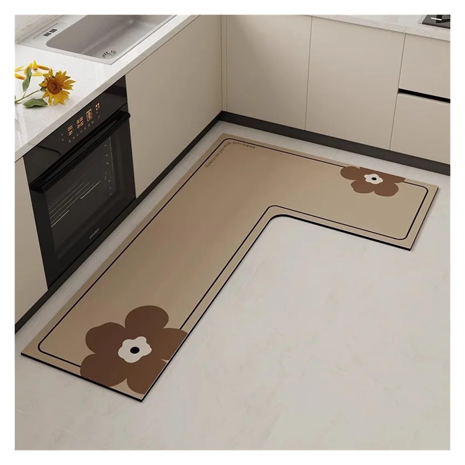 Tapis de cuisine antidérapant en L lavable pour éviter les glissades