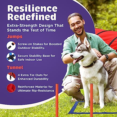 Willow Pet Products 15 Piece Dog Agility Course Backyard Set- Dog Agility Training Equipment Set Includes: Dog Agility Tunnel thumb #5