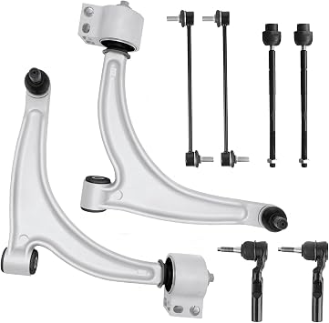 Front Lower Control Arm Suspension Kit Fit for 2004-2012 Chevrolet Malibu 2005-2010 Pontiac G6 2007-2009 Saturn Aura with Ball Joint Tie Rods K620180 K620179-8 pcs