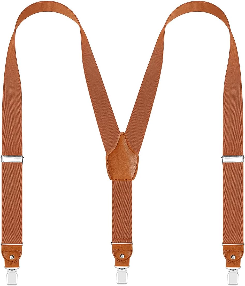Suspenders for Men Elastic Adjustable Y-Back Costume with Strong Clips