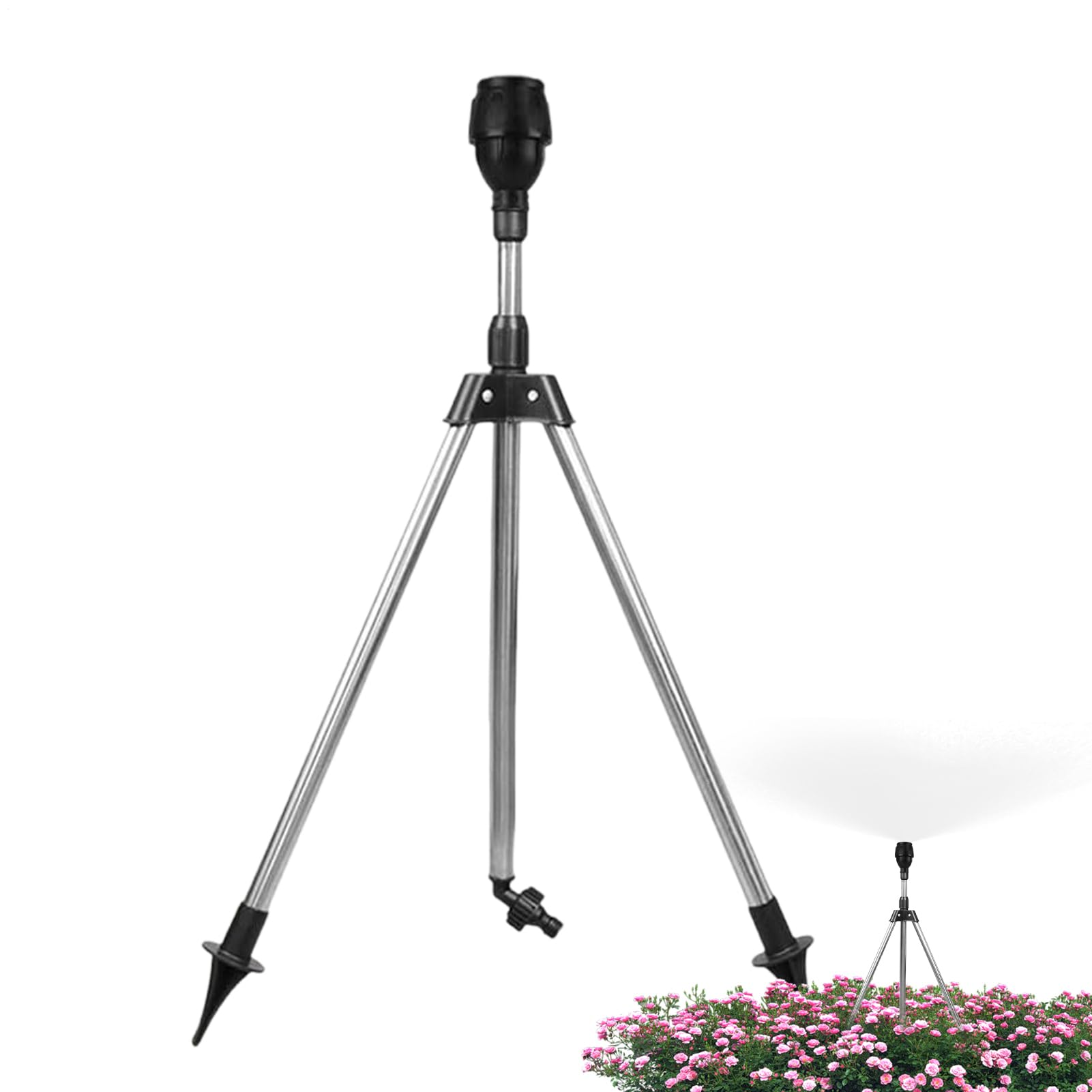 Sprinkler on Tripod, 360 Degree Large Area Irrigation Sprinkler with Adjustable Sprayer, Automatic Watering System for Outdoor Pathway Backyard Garden Farm Use