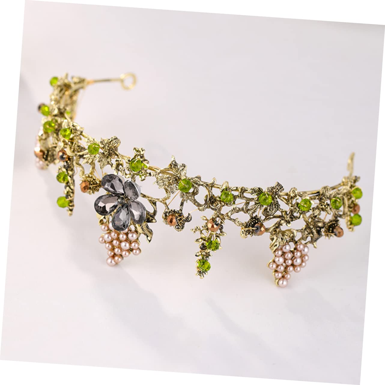 Tiara, ozdoba na głowę, diadem, diadem z diamentów, diadem z kamieni szlachetnych, diadem dla druhny, ślub ze strasami (zielony x 2 sztuki, 16X15X6 cm x 2 sztuki)