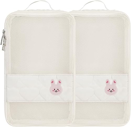 Miniatura 8 de MOMIGO Bolsas organizadoras para pañales para bebé, paquete de 2 bolsas impermeables para colgar pañales, bolsa de malla de oso de conejo,