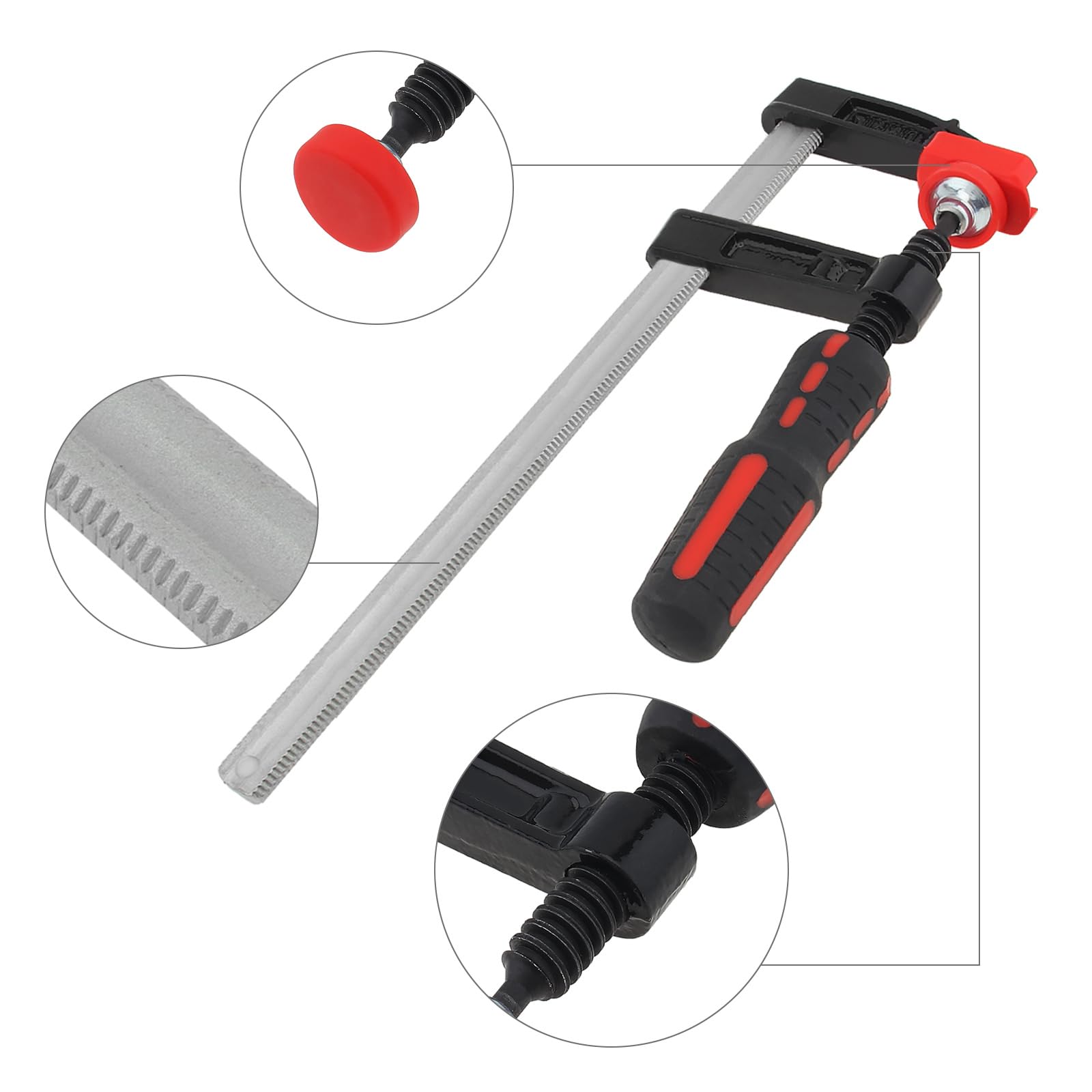 Set di 2 morsetti per barra in acciaio, 20,3 cm e 30,5 cm, morsetti a F tedeschi a forma di F, morsetti a F leggeri per la lavorazione del legno