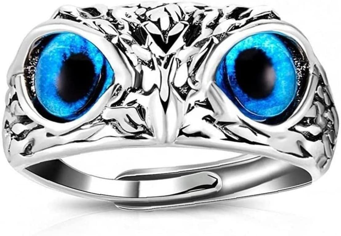 VIEN Silver Owl Ring Cat Eyes Animal Charm Vintage Rings for Men Women Ring Adjustable (B0B946SDB7) Amazon Price History, Amazon Price Tracker