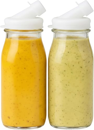Miniatura 11 de kitchentoolz Botella agitadora de aderezo para ensaladas, botella de vidrio de jarra de 12 onzas con boquilla de silicona y tapa a prueba de
