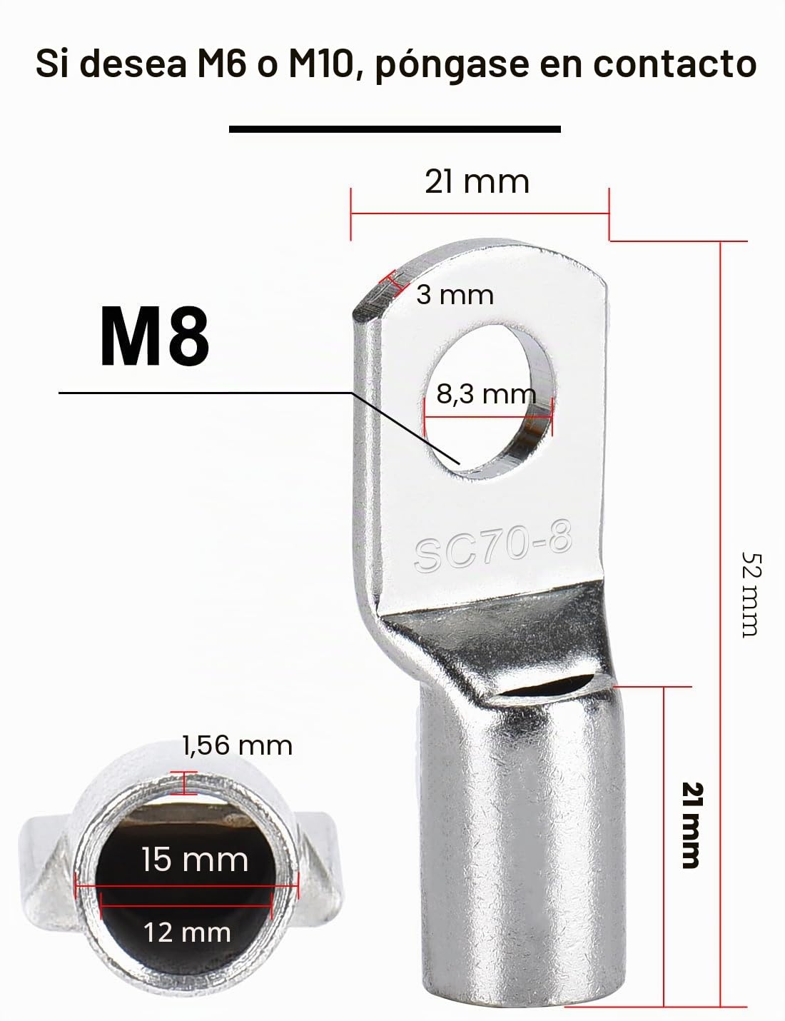 DIHOOL Cable de batería 50 mm2 m8 150 cm 0 AWG cable de silicona tubo corrugado tubo de cable suave y flexible resistente al calor