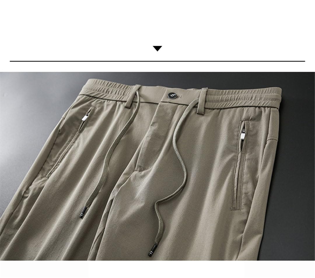 Pantalones Casuales De Hombre Pantalones Casuales Delgados De Verano Pantalones Sueltos con Cordón Recto Medio